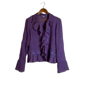 Robbie Bee purple ruffle‎ blouse. Size large